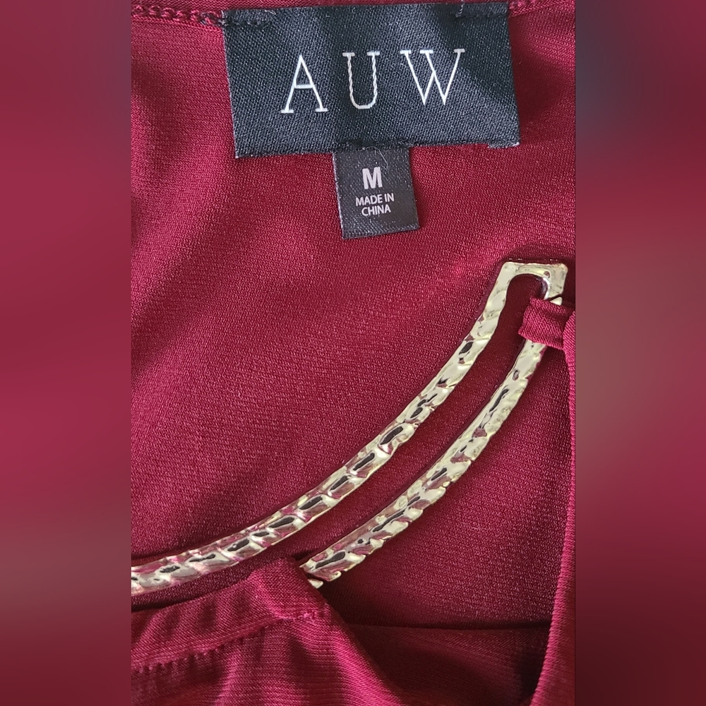 Auw - Women’s Maroon Sleeveless Blouse, Sz M View 2